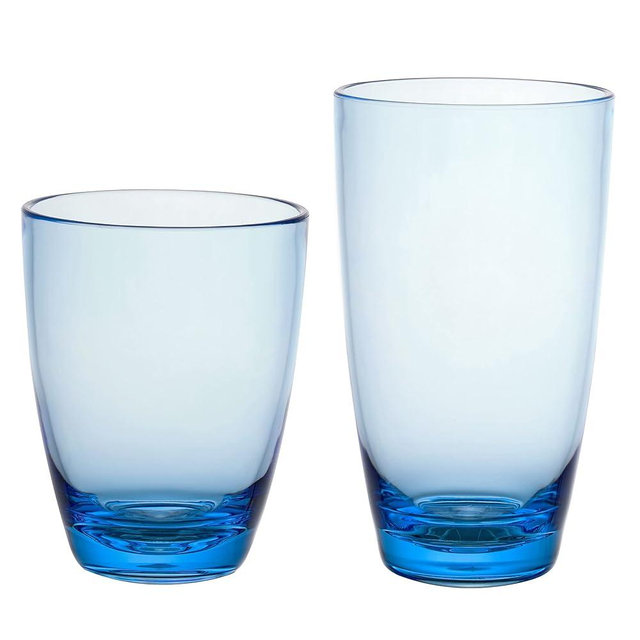 KLIFA- ETON- 15.2 & 20.8 ounce, Acrylic Tumbler & Highball Drinking Glasses Set, BPA-Free, Stackable Plastic Drinkware, Dishwasher Safe Cups, Blue