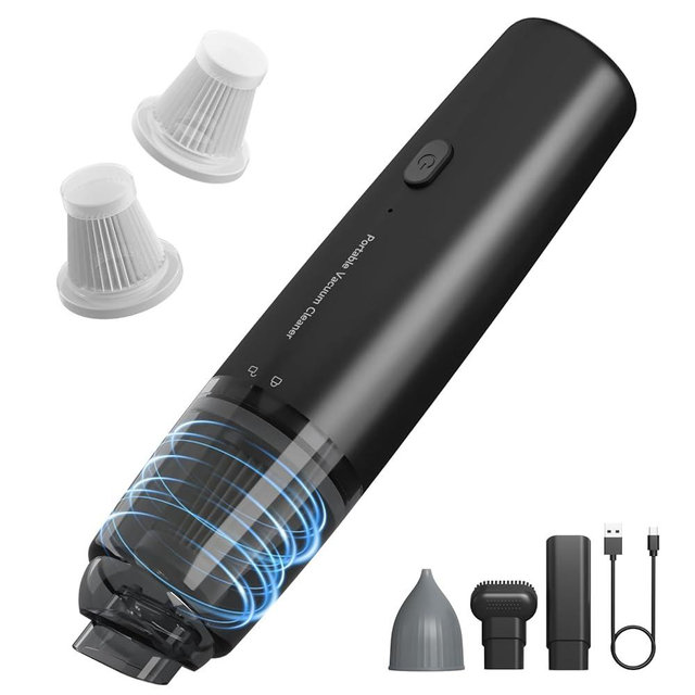 A9life Handheld Vacuum Cordless, Car Vacuum Cleaner Portable with HEPA Filter, 2 Suction Modes, Mini Hand Held Vacuum Rechargeable for Car, Home, Pet Hair, Office, Desk, Keyboards (Black)
