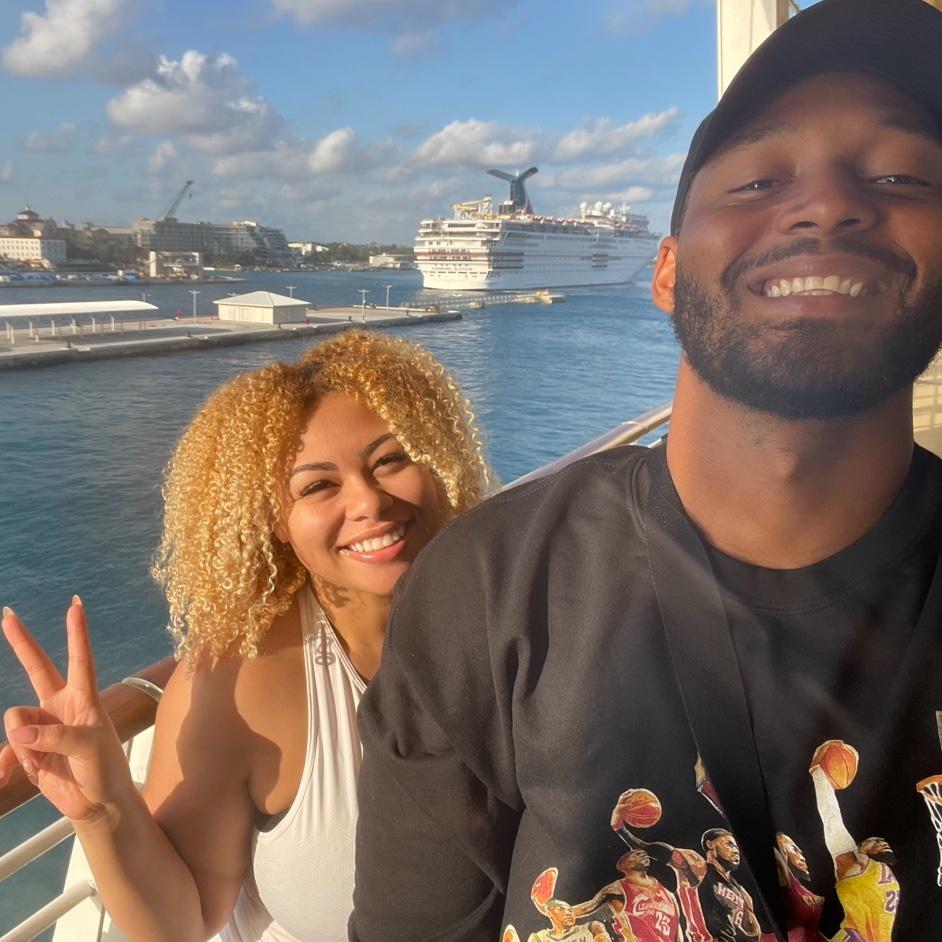 A picture from us on our first cruise together to the Bahamas