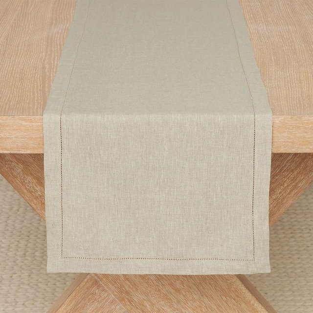 Belgian Linen Table Runner, 16" x 126" - Flax