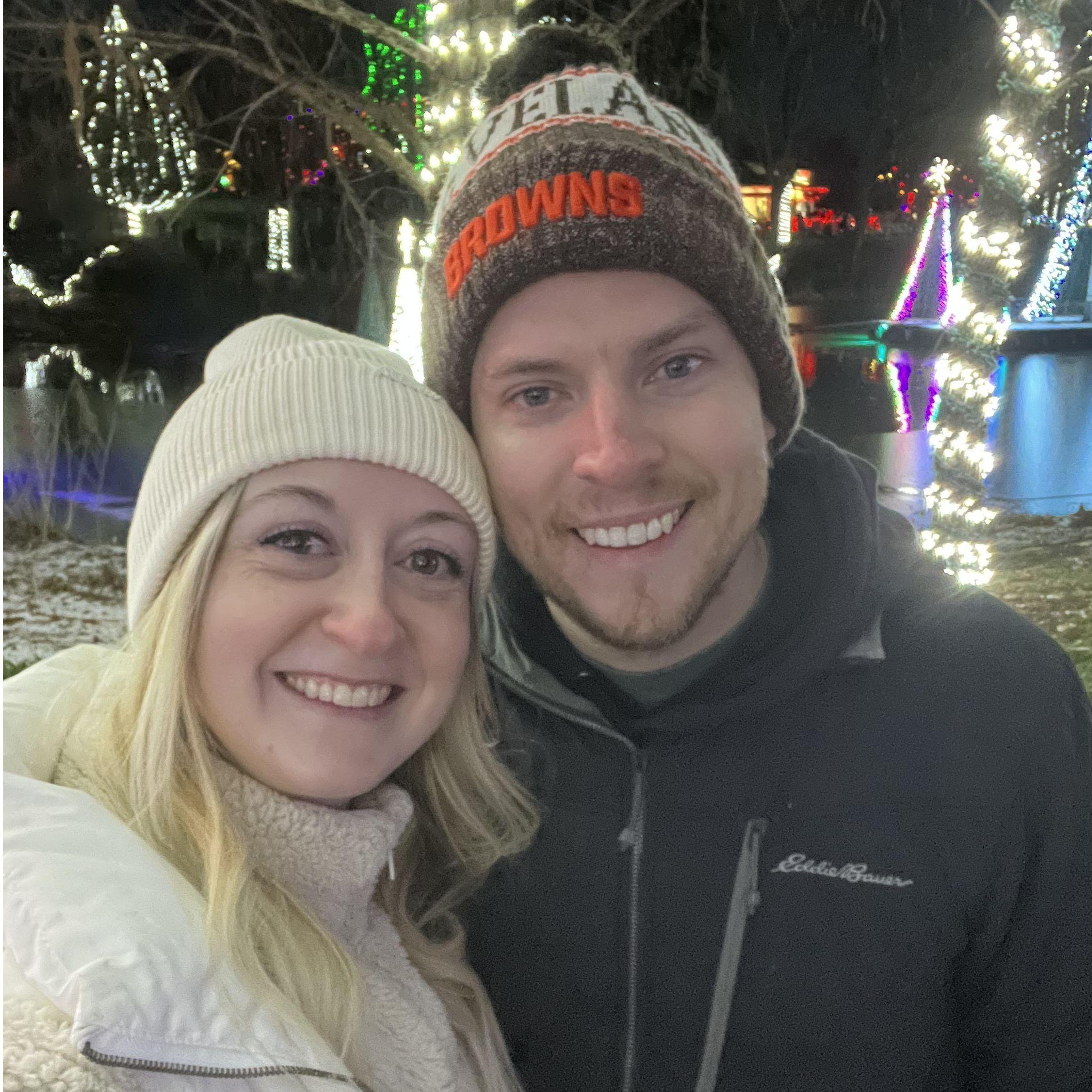 Right before he proposed at the Zoo Lights