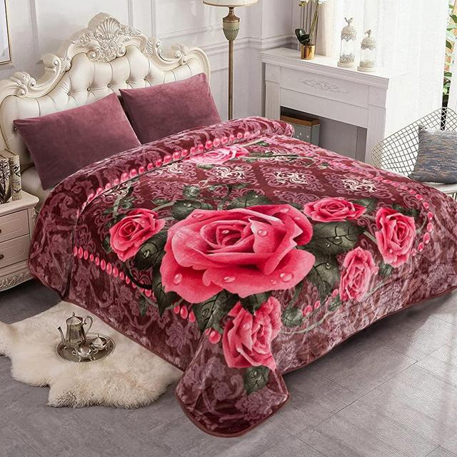 JYK Plush Fleece Blanket Queen Size 91" x 75", 3.7LBs 1 Ply Soft Korean Mink Warm Lightweight Bed Blanket for Autumn Winter