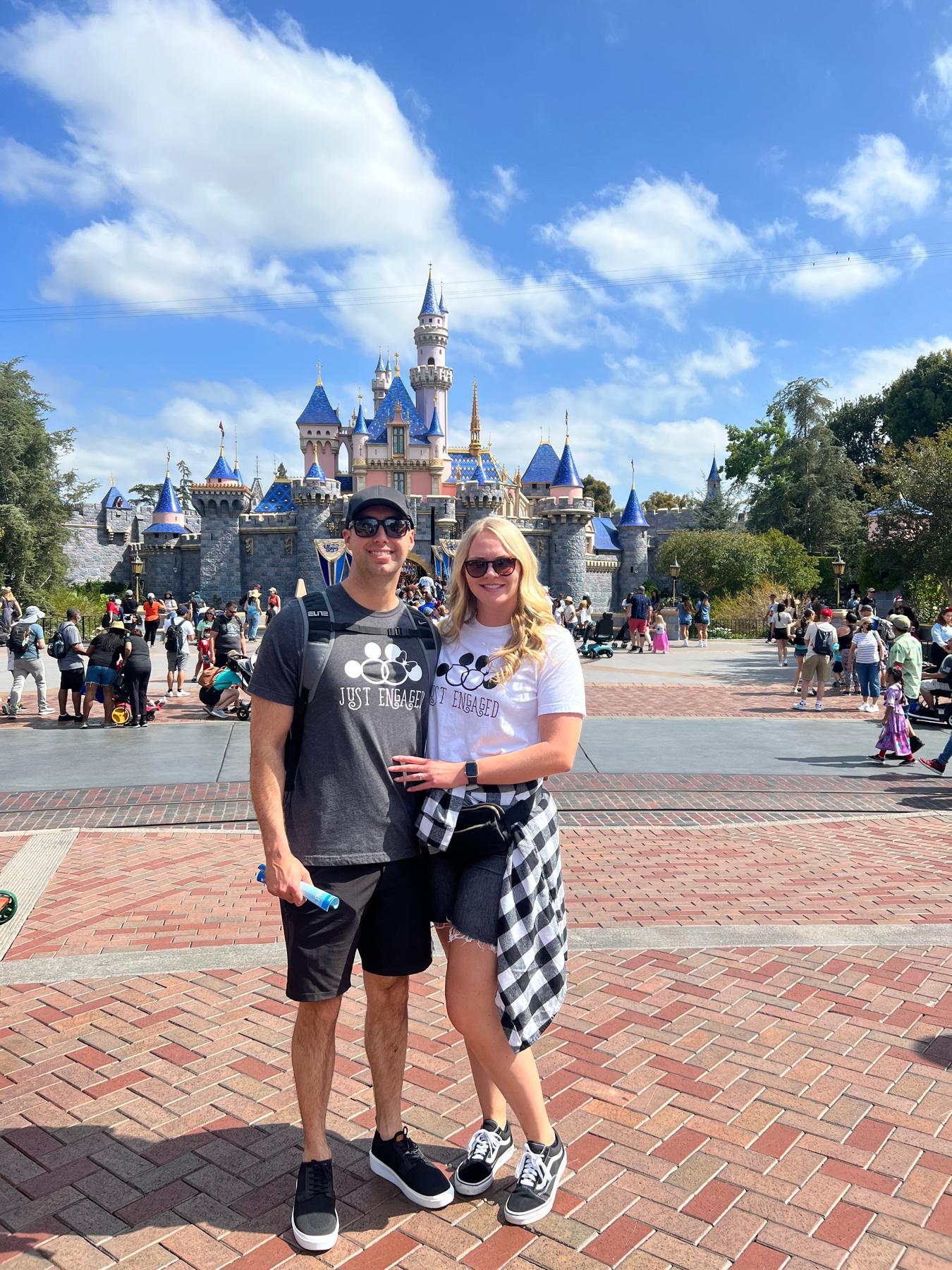 Us celebrating our engagement at Disneyland!