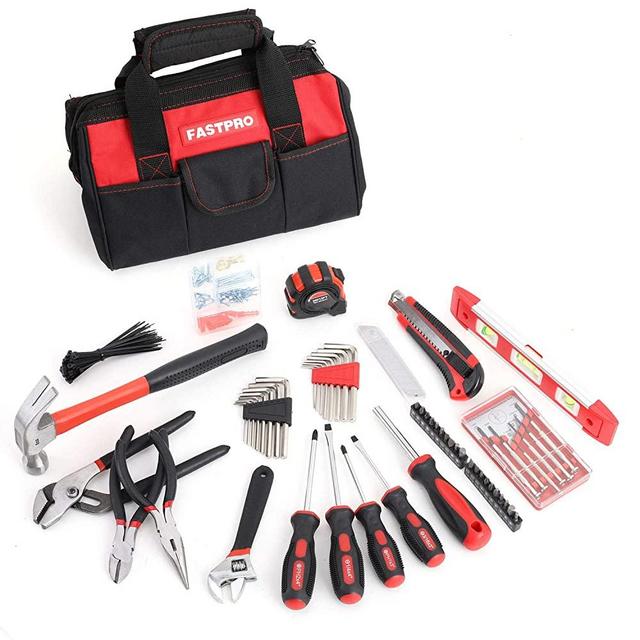 FASTPRO 215-Piece Home Repairing Tool Set with 12-Inch Wide Mouth Open Storage Bag