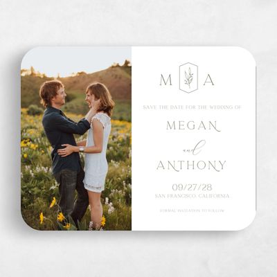 White Rounded Wedding Save the Date - Eldridge Photo