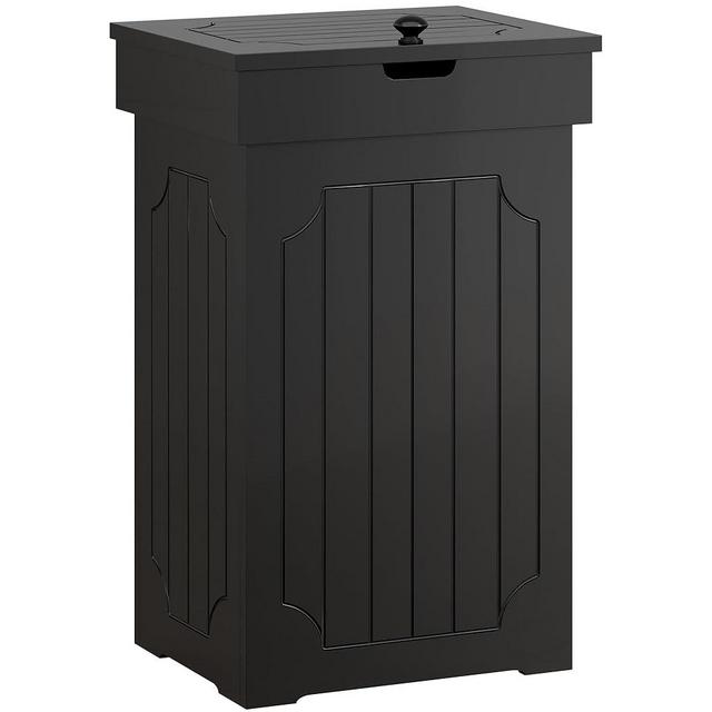 Function Home Trash Can Cabinet, 13 Gallon Kitchen Garbage Can, Wooden Recycling Trash Bin, Freestanding Dog Proof Trash Can, Farmhouse Trash Cabinet with Lid for Home Kitchen Bedroom, Black