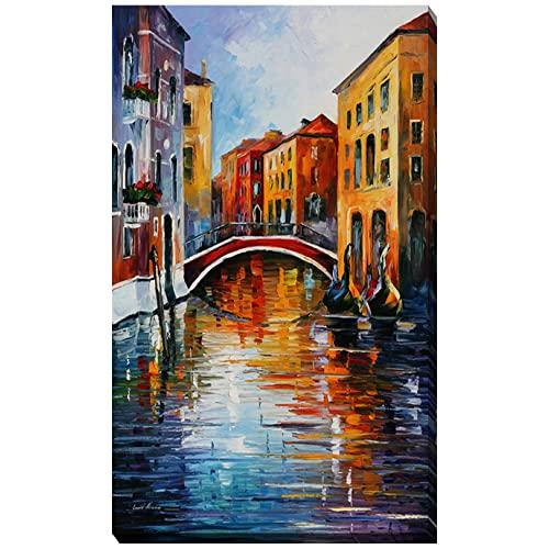 Picture Perfect International Giclee Stretched Wall Art by Leonid Afremov Canal in Venice Artists-Canvas, 24" x 40" x 1"