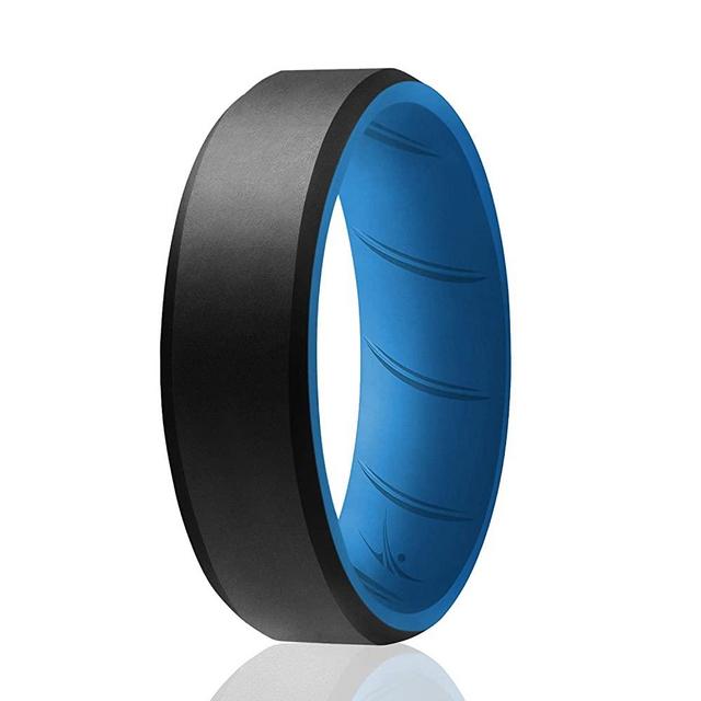 ROQ Silicone Ring for Men - Breathable Silicone Rings with Comfort Fit Air Flow Design - Comes in 1/4/7 Packs - Mens Silicone Rubber Medical Grade Bands - Safe Silicone Wedding Ring for Men