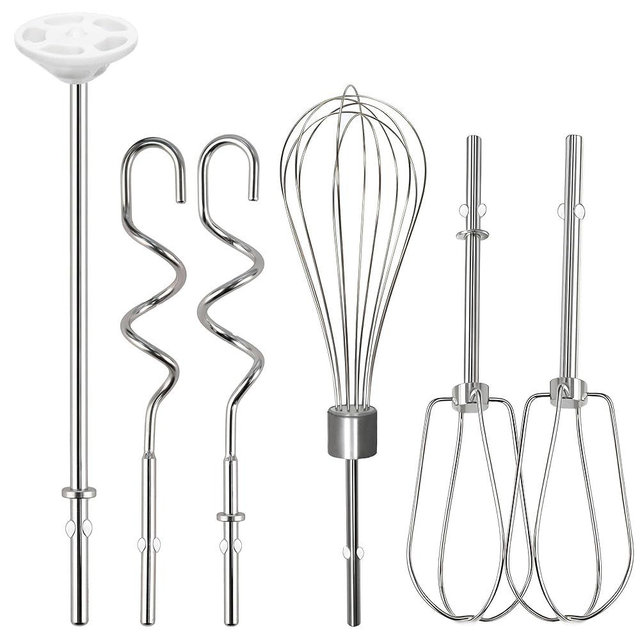 Hand Mixer Beaters Attachments for KitchenAid KHM512 KHM6118 KHM7210 KHM926, Including Turbo Beater, Pro Whisk, Dough Hooks, Blending Rod, Set of 6