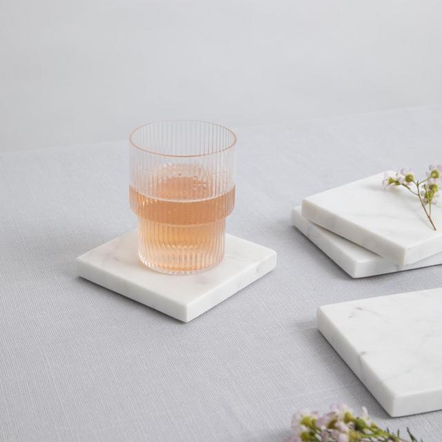Luna Marble Square Coasters, Set of 4