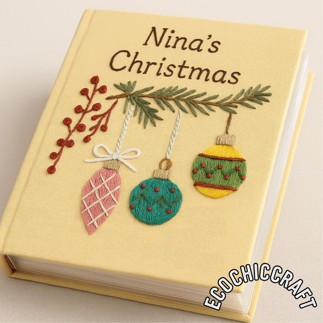 Christmas Embroidery Photo Album, Handmade Christmas Album, Santa Claus Embroidered Scrapbook, Snowflake Photobook, Christmas Tree Gift