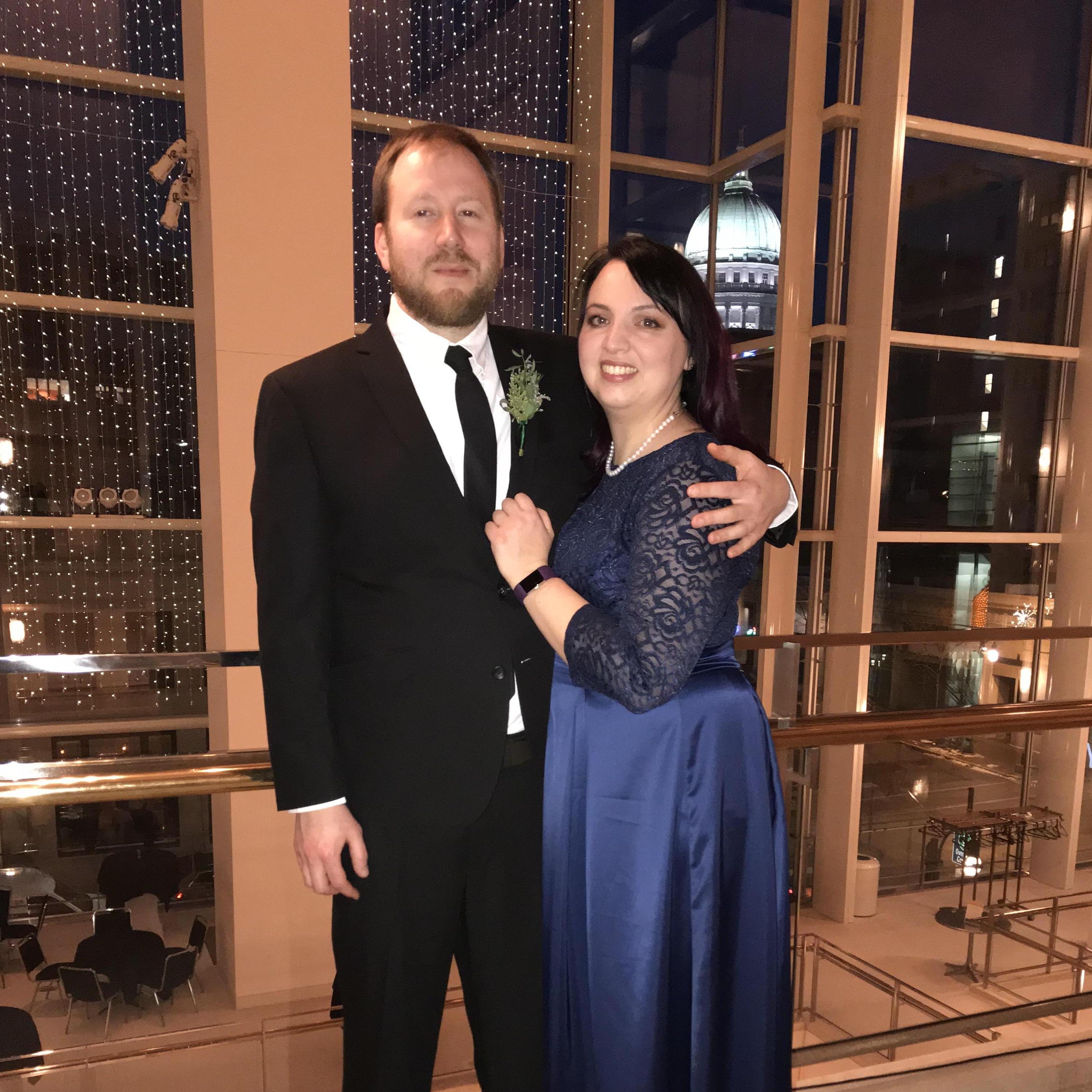 Us at Tom & Jamie's wedding January 2018 - Overture Center Madison WI