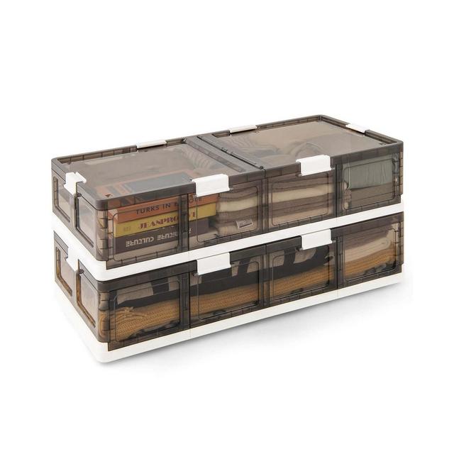 2 Pack 26.5 Gal Under Bed Storage Containers with Wheels Double Opening Lids