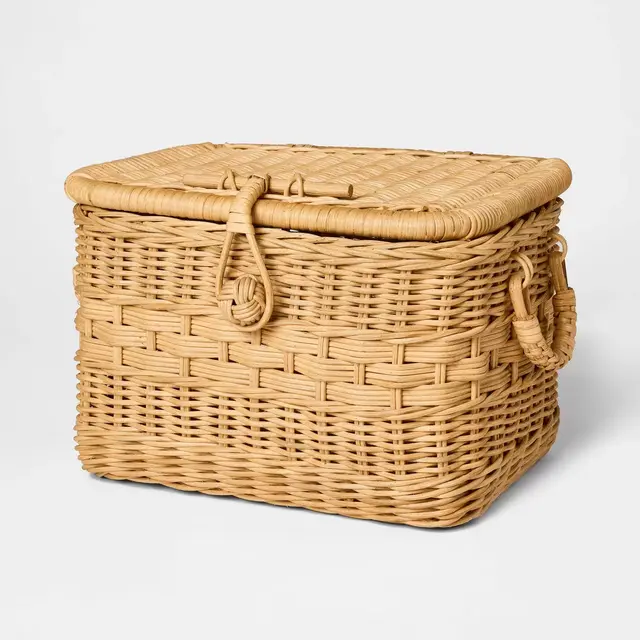 Small Lidded Rattan Basket - Threshold™ designed with Studio McGee