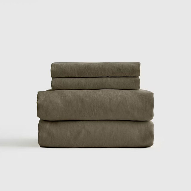 Organic Brushed Cotton Sheet Set - Dusty Olive, Queen