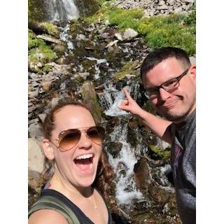 Nerds by a waterfall in Oregon