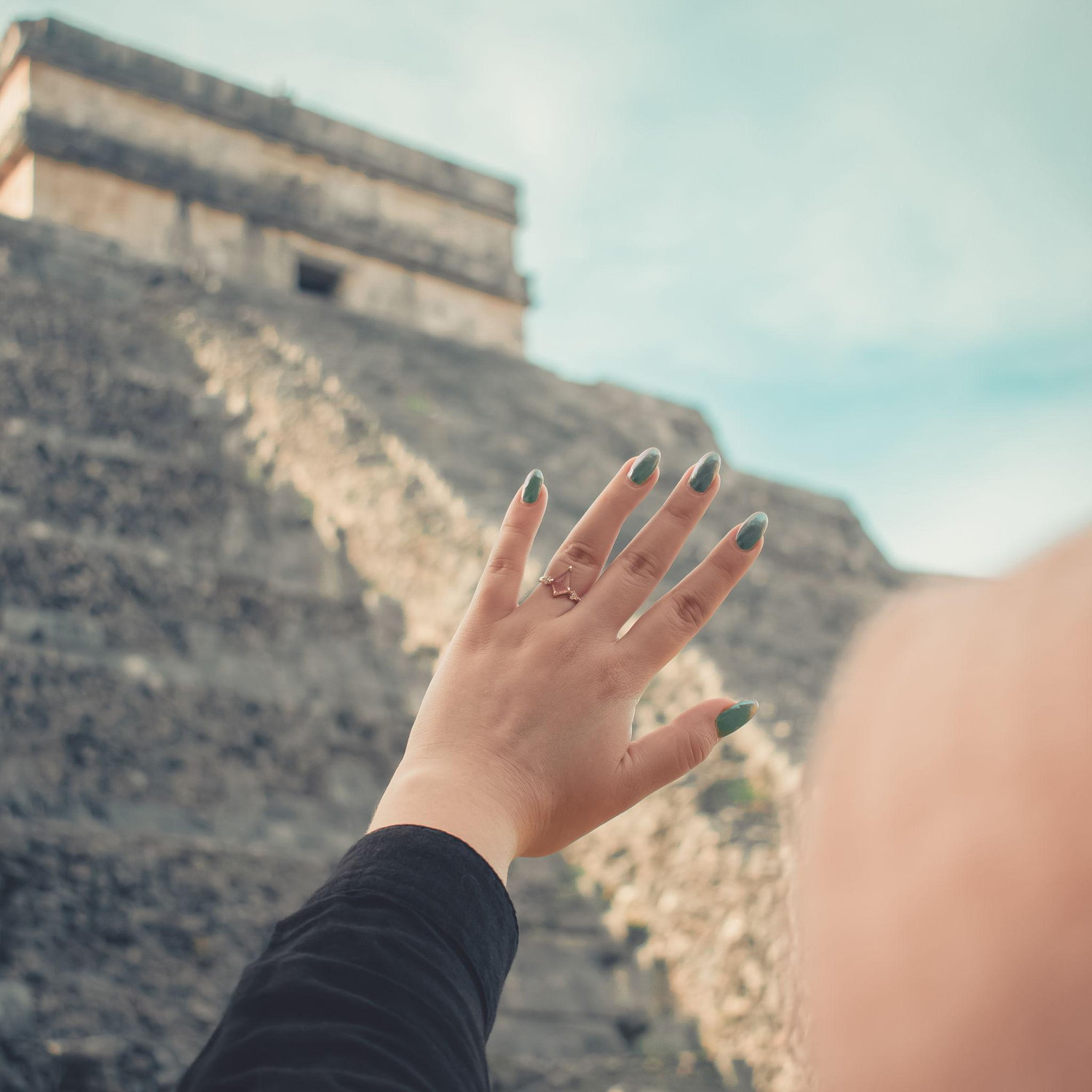 We went to Chichen-Itza right after getting engaged, the ring photo couldn't be forgotten