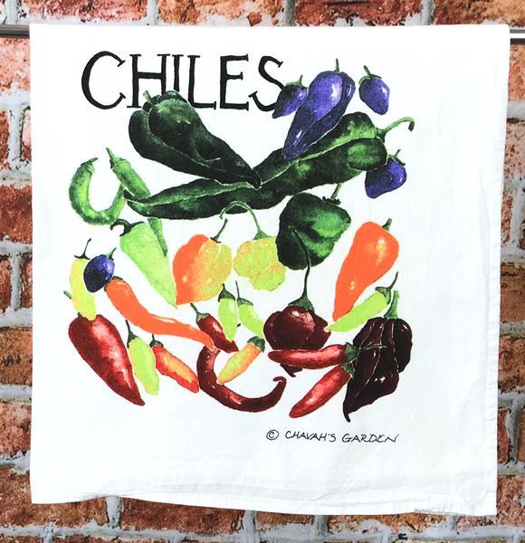 Chiles Tea Towel, colorful dish towel