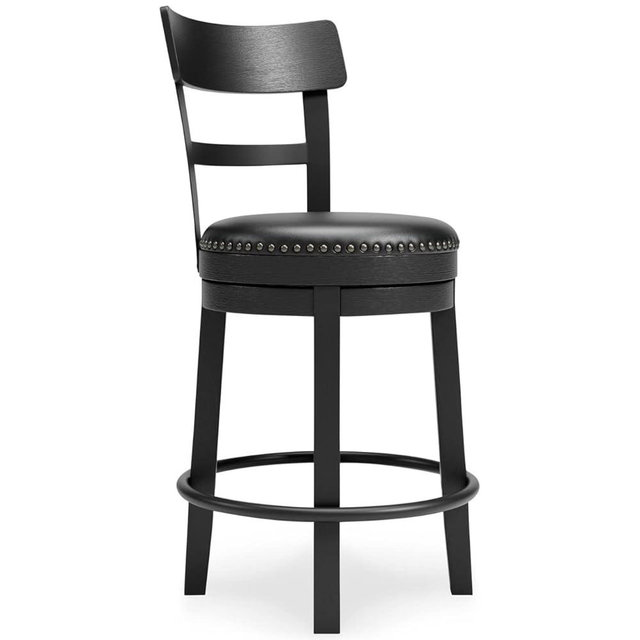 Signature Design by Ashley Valebeck 24.38" Faux Leather Pub Height Swivel Barstool, Black