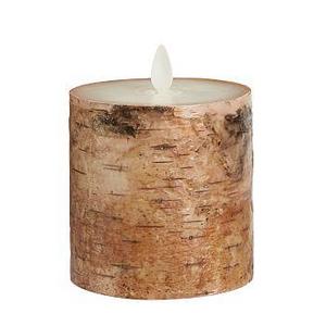 Flameless Flickering Birch Painted Wax Pillar Candle, 3 x 3"
