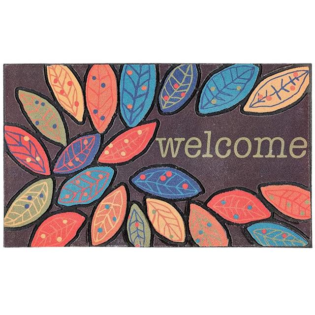 CHICHIC Door Mat Welcome Mat 17x 30 Inch Front Door Mat Outdoor for Home Entrance Outdoor Mat for Outside Entry Way Doormat Entry Rugs, Heavy Duty Non Slip Rubber Back Low Profile, Leaves