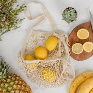 Organic Cotton String Bag - Zero Waste Mesh Bag, Plastic Free, Market Tote