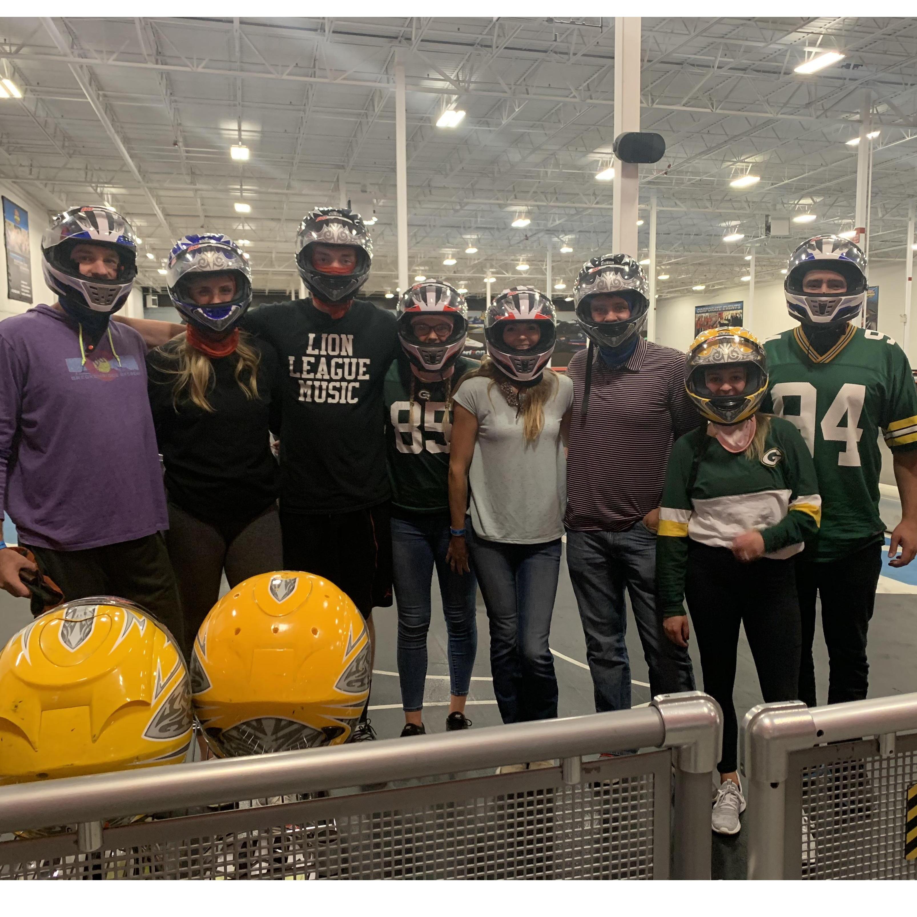 Indoor go carting with Onilee's cousins, sister and brother-in-law!