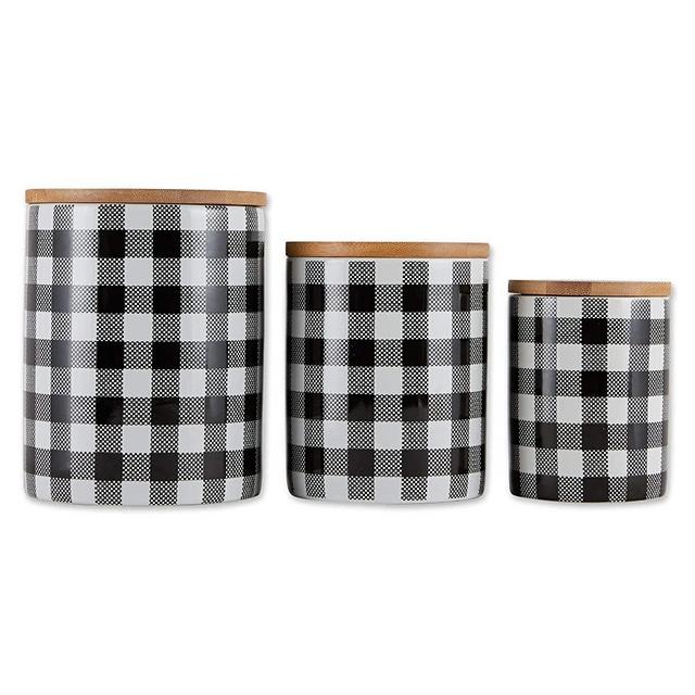 DII Kitchen Accessories Collection Ceramic Set, Black, 3 Piece, canister set