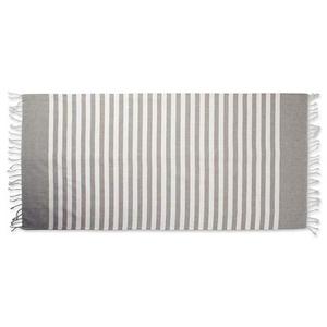 E-Living Store FBA43918 100% Cotton, Soft and Absorbent Decorative Turkish Fouta Towel with Twisted Fringe for Home, Beach, Pool, Or Décor, Use As Blanket Or Throw, 28x59, Grey Stripe