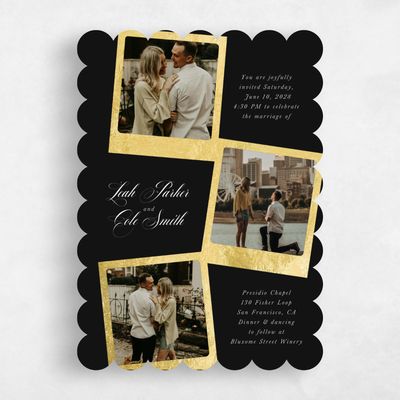 Black Scalloped Wedding Invitation - Essex Multiphoto Foil