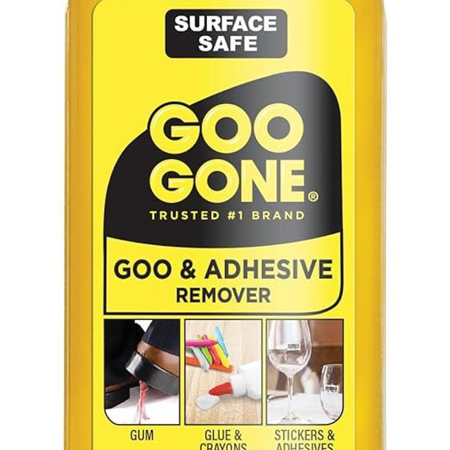 Goo Gone Original Adhesive Remover - 4 Ounce - Surface Safe Adhesive Remover Safely Removes Stickers Labels Decals Residue Tape Chewing Gum Grease Tar