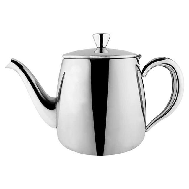 Café Olé PT-035 Premium Tea Pot, 18/10 Stainless Steel, Mirror Polished, 35oz, Stay Cool Hollow Handles, Perfect Pour Spout, Silver