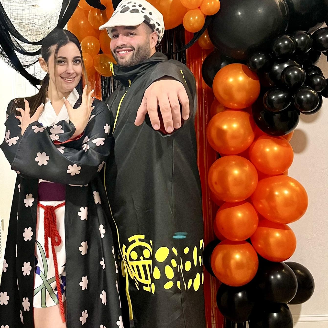 Our second couple's costume for the same year as Robin and Law from our favorite anime, One Piece. (Vin got Franki into anime, she watched all 1,000+ episodes to catch up with Vin)