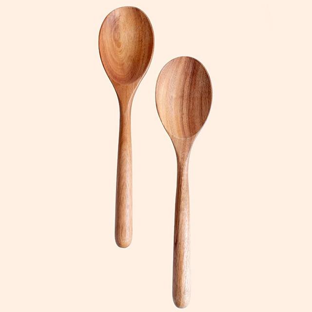 BINO 2-Piece Wooden Handle Silicone Mixing Spoons & Spatulas Set