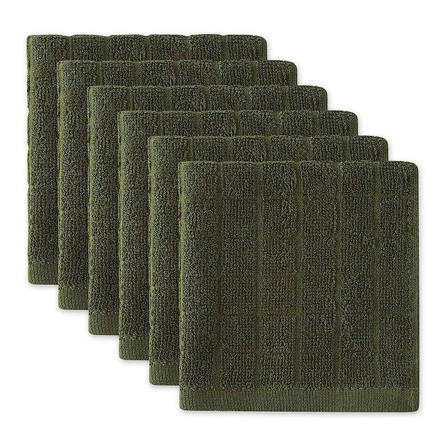 DII Basic Terry Collection Solid Windowpane Dishcloth Set, 12x12, Sage, 6 Count
