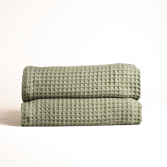 Viva Maison Waffle Bath Towel Sets for Bathroom - Soft, Quick Dry, Thin, Lightweight, 100% Turkish Cotton Towels 35x71 (Sage, Set of 2 Bath Towels)