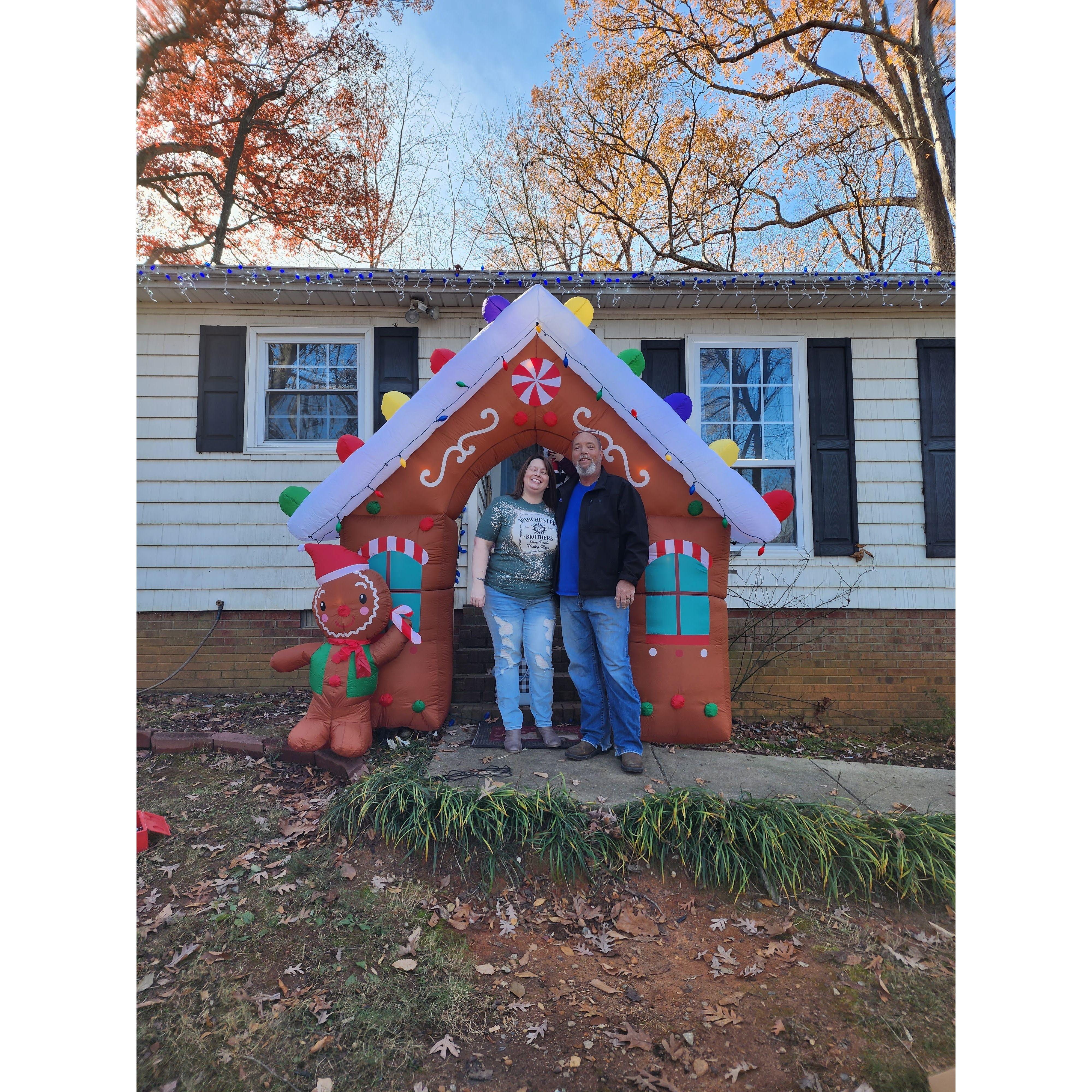 My bestie and Jimmy were the 1st ones at the Gingerbread house!
