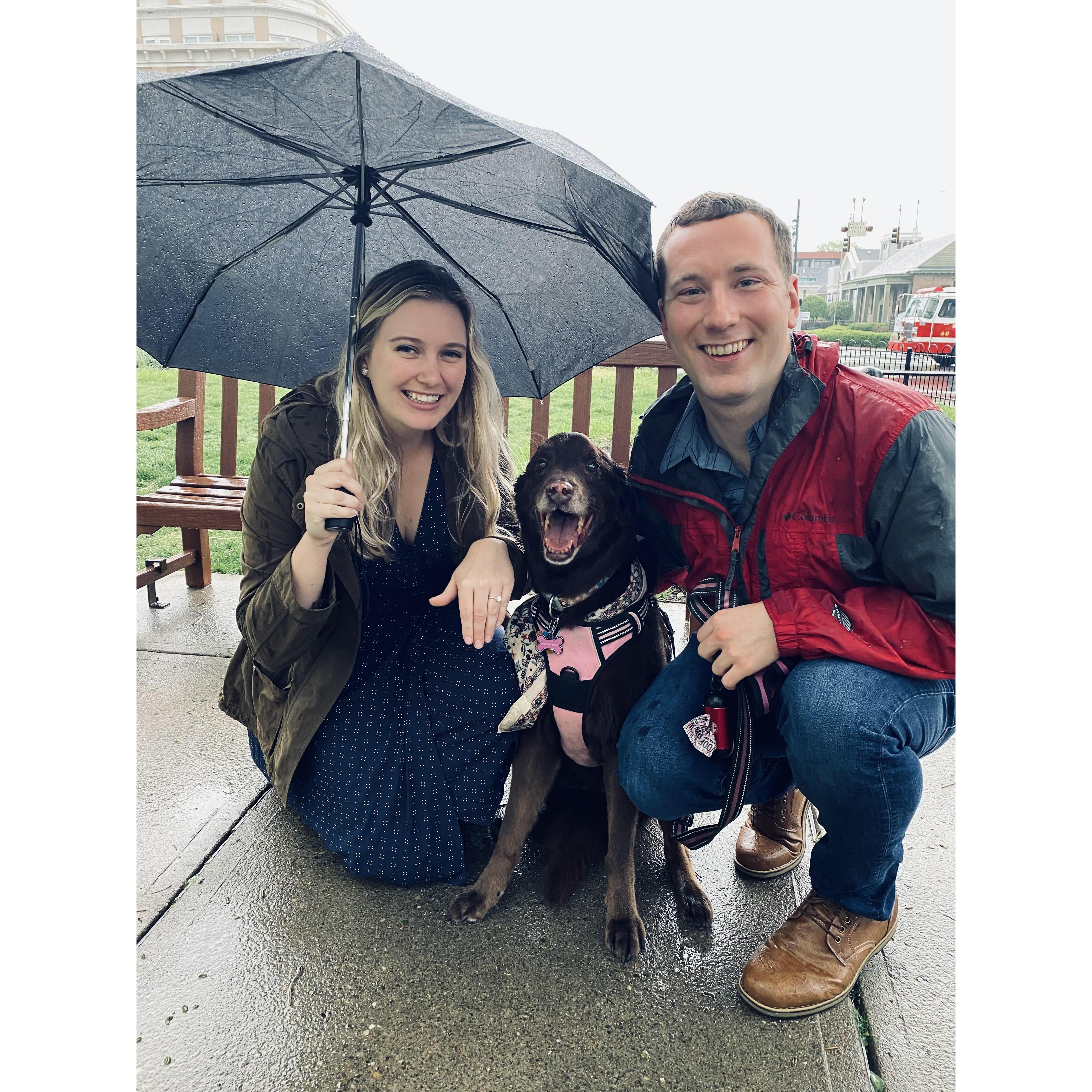 Everyone's smiling even though it was pouring the rain!