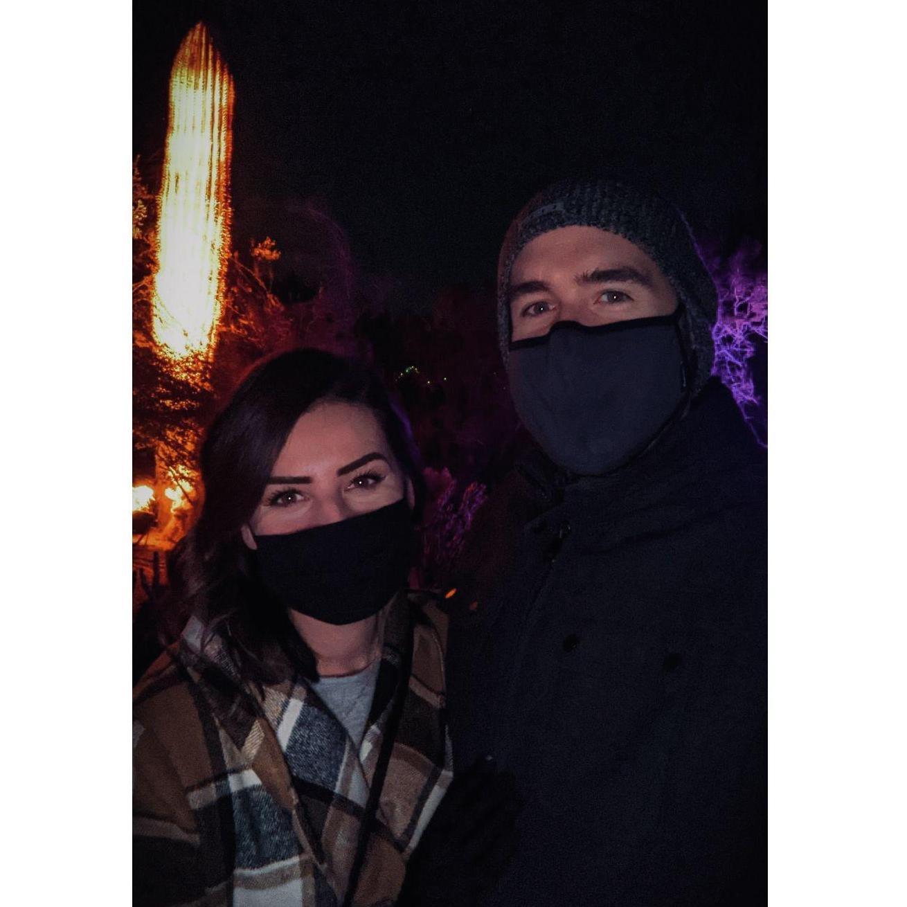 Our first ever date outside of our houses, at the Phoenix Botanical Gardens in December 2020. Thanks, COVID.