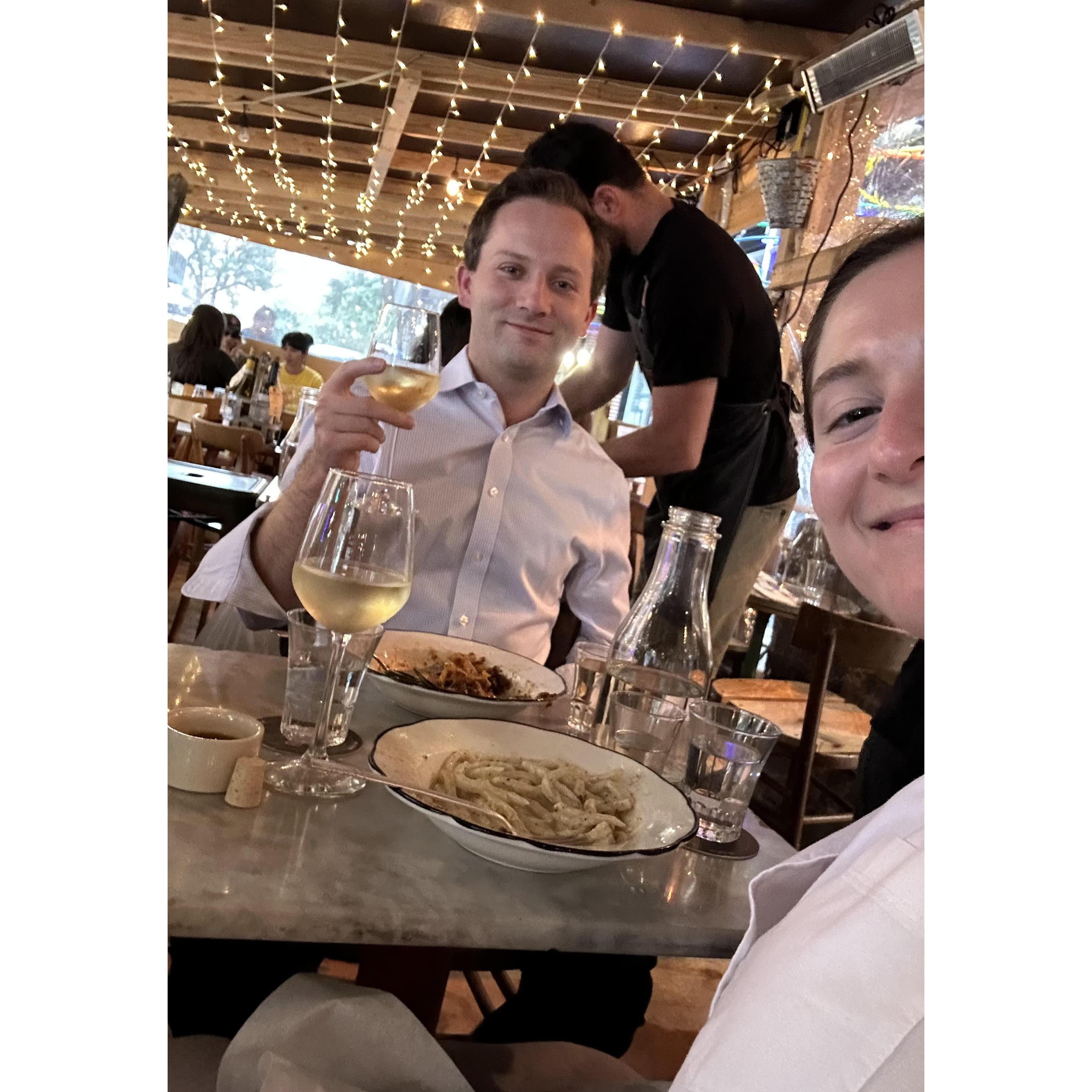 Special dinner at Fiaschetteria Pistoia 1 year out from our wedding date!