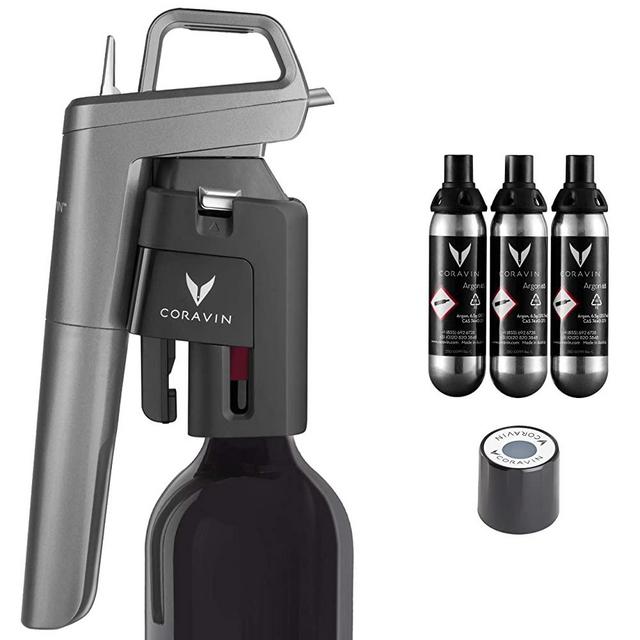 Coravin Model Five Premium - Wine Preservation System, Includes 3 Coravin Pure Capsules and 1 Coravin Screw Cap