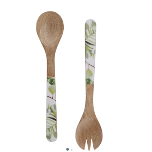 Green Eucalyptus Enamel Wood Servers 2 Piece Set - World Market