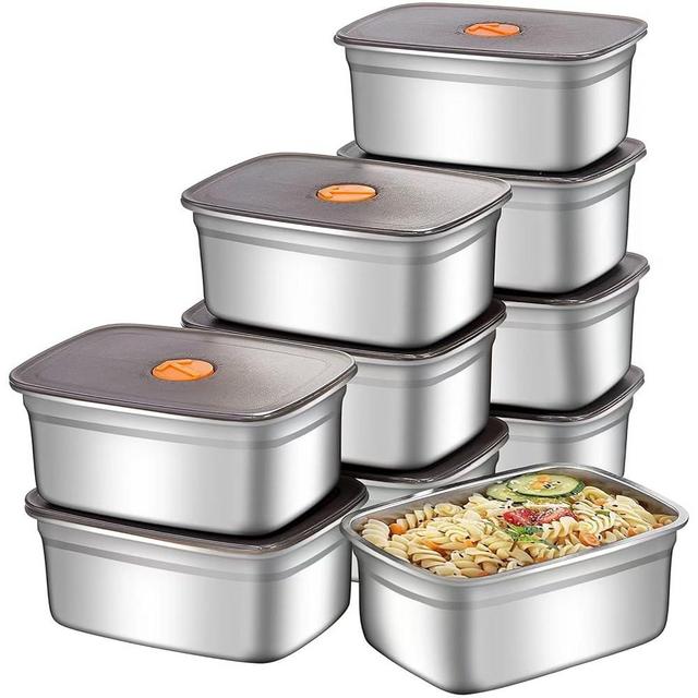 GIUOIDUO 20 PCS Food Storage Containers with Lids Airtight (10 Containers & 10 Lids)，stainless steel food containers leak proof storage box with lid Locking Food Storage Container freezer storage