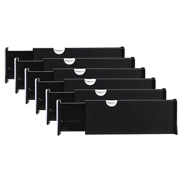 RAPTUROUS Expandable Drawer Dividers 6 Pack - 4 Inch High Dresser Drawer Organizers, Anti-Scratch Foam Edges – Adjustable Drawer Separators for Kitchen, Bedroom, Bathroom, or Office Drawer