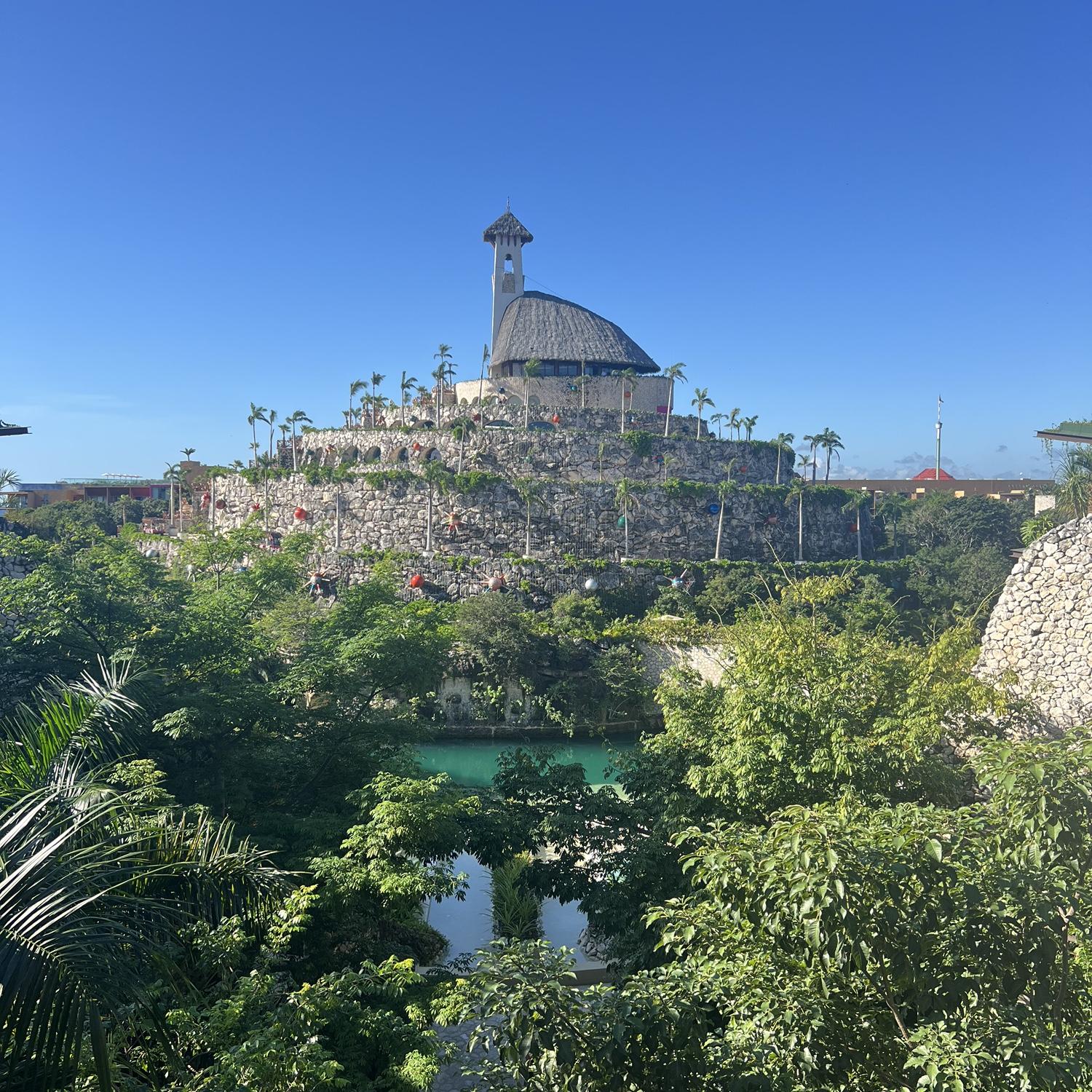 We'll be saying YES up there! At the bottom of the pyramid, you can see the swimmable lagoon that surrounds the inside of the hotel.
