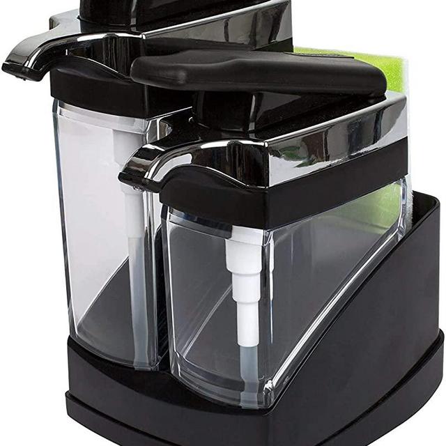 Casabella Sink Sider Duo with Sponge Black & Chrome Plating, Black