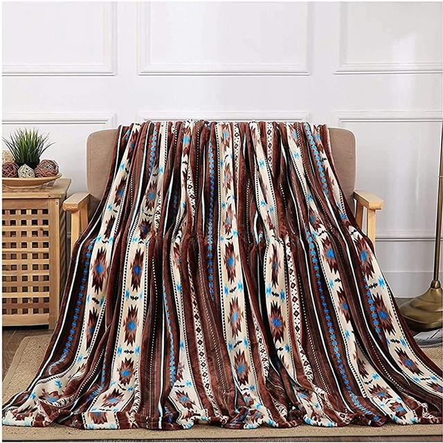 All American Collection Super Soft Ultra Comfort Plush Microfiber Solid Throw Blanket for Couch Home Bedroom Living Room (50 x 60, Beverly Coffee Southwest)