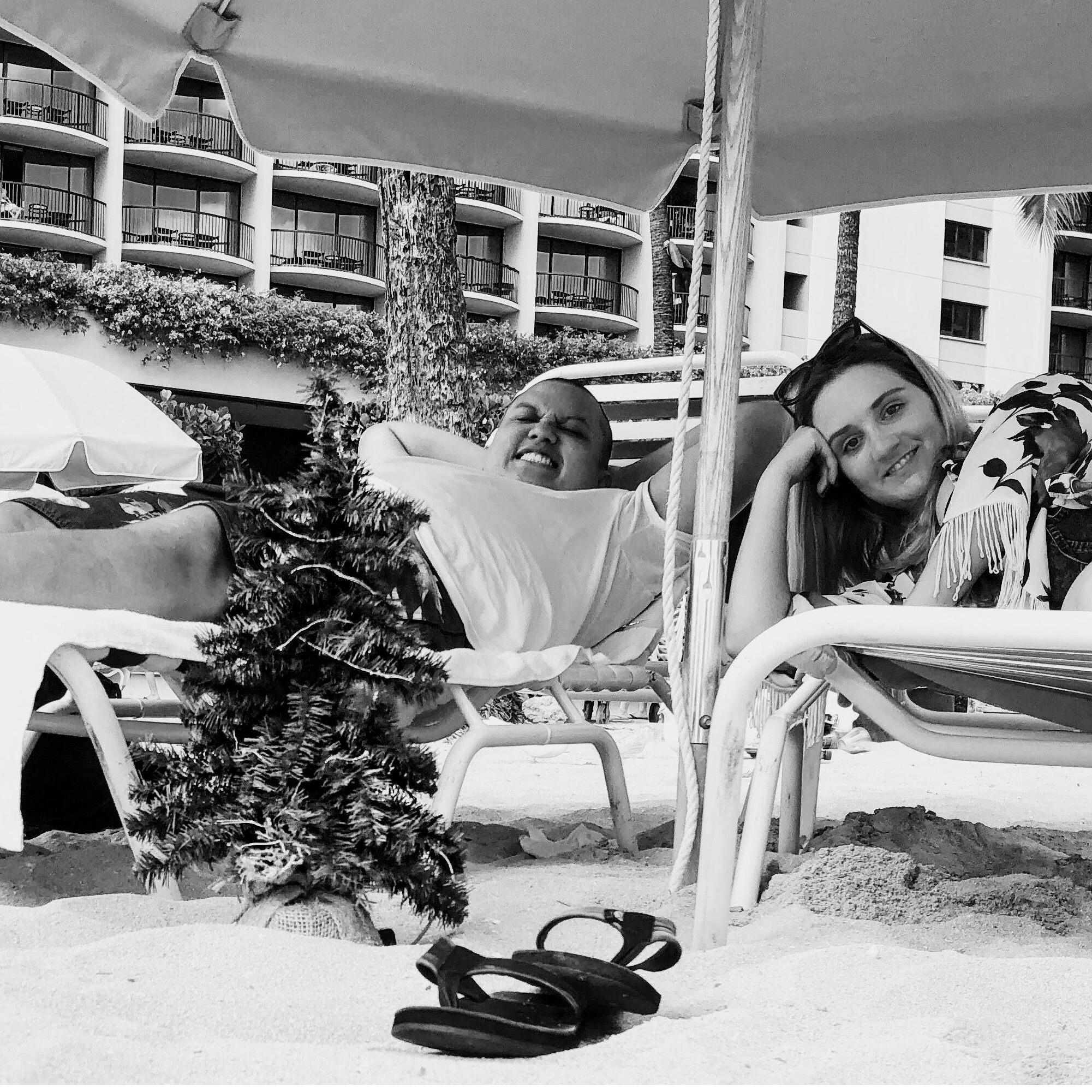 Christmas in Hawaii when we brought our tree to the beach!