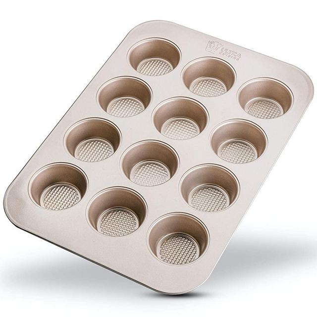 Nonstick Muffin Pan For Baking - Large 12-Cup Cupcake Pan - Food-Safe Nonstick Easy Release Coating -Durable, Warp-Resistant, Scratch-Resistant, Superior Baking Performance Designed Muffin Tray