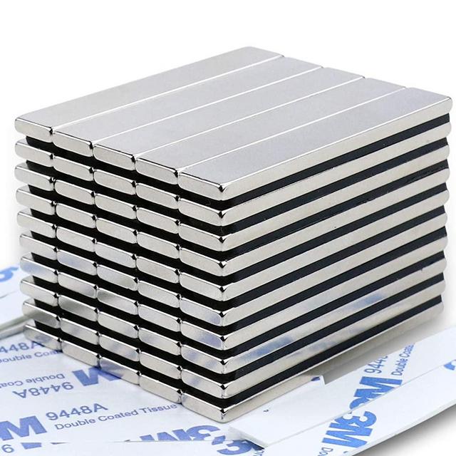 Strong Neodymium Bar Magnets (50 Pack) - 2X Stronger, 2X Thicker, Powerful Rare Earth Magnets - Industrial Strength NdFeB Magnet Set for Fridge, DIY, Crafts - 60 x 10 x 3 mm